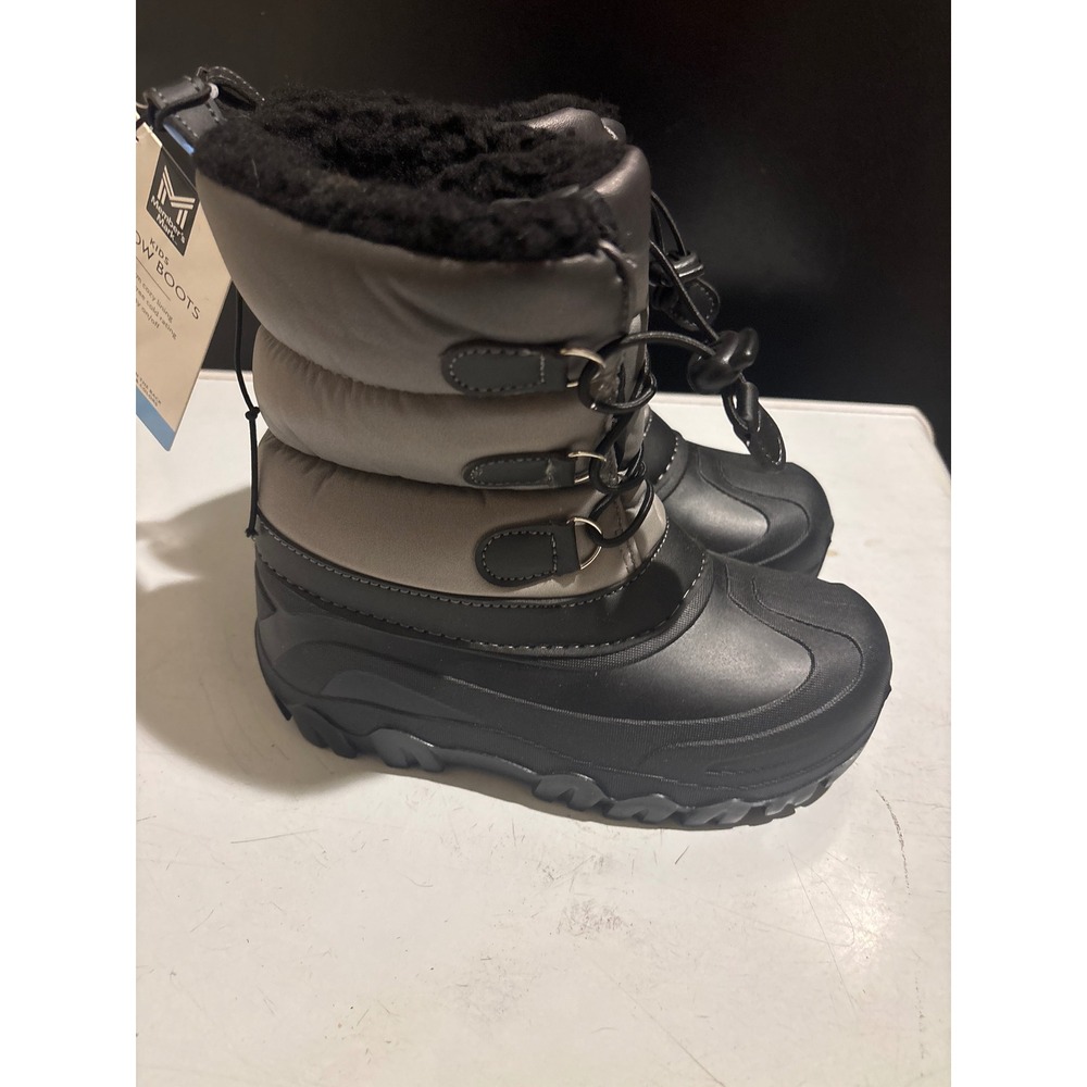 Member's Mark Kids‎ Snow Boots Grey Black Waterproof Winter Boots Size 13/1 NEW